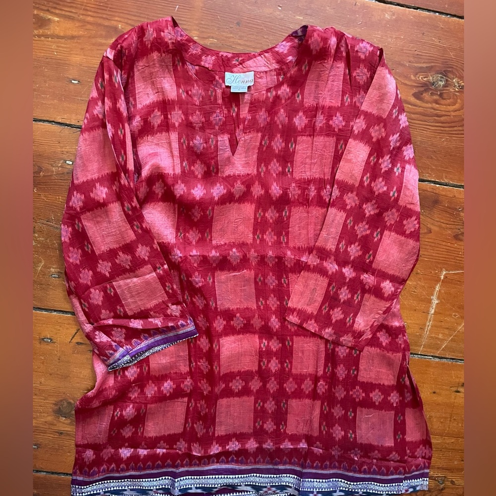 Silk tribal tunic oversized medium